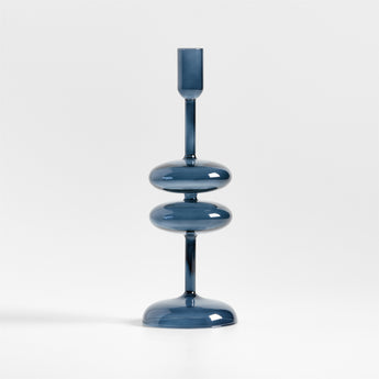 Venezia Medium Deep Blue Glass Taper Candle Holder.