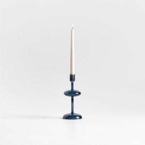 Venezia Small Deep Blue Glass Taper Candle Holder.