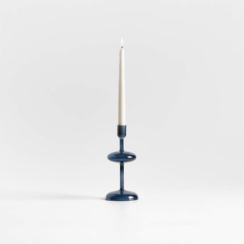 Venezia Small Deep Blue Glass Taper Candle Holder.