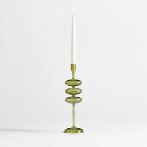 Venezia Large Olive Green Glass Taper Candle Holder