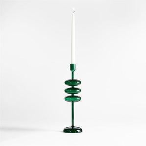 Venezia Spruce Glass Taper Candle Holder
