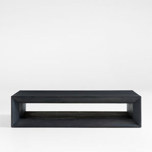 Mesa de centro rectangular de madera de pino ebonizado Vernon con estante