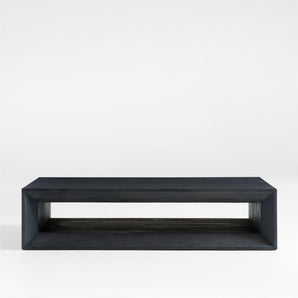 Vernon Ebonized Pine Wood Rectangular Coffee Table with Shelf