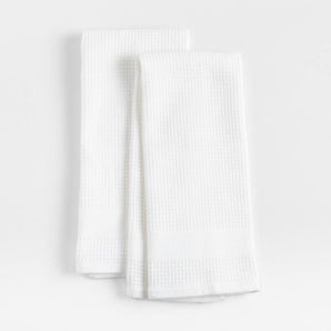 Waffle-Terry White Organic Cotton Dish Towels, Set of 2.