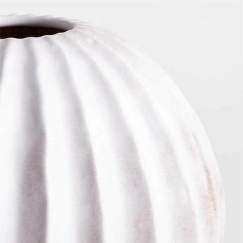 Warren White Stoneware Round Vase 9".