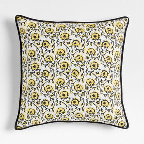 Washed Cotton Floral Reversible Hand Printed Throw Pillow