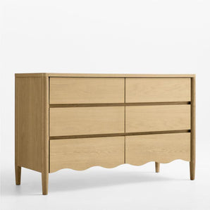 Kids Waveland Oak Wood Wide 6-Drawer Dresser