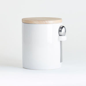 Aspen Medium White Canister with Scoop.