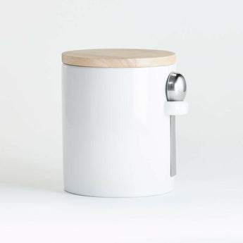 Aspen Medium White Canister with Scoop.