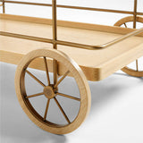 Wicker Park Natural Oak Wood and Marble Bar Cart.