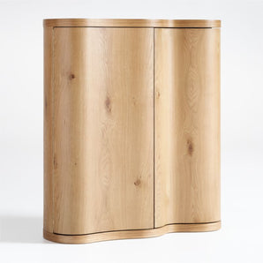 Winslow Natural Oak Wood Bar Cabinet by Jake Arnold.
