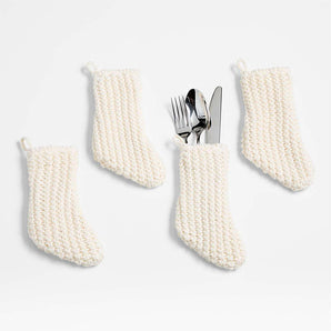 Winter Knit Flatware Stockings, Set of 4