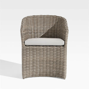 Abaco Resin Wicker Outdoor Dining Chair with White Sand Sunbrella ® Cushion