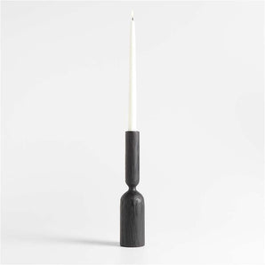 Asker Black Wood Taper Candle Holder 11".