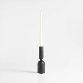 Asker Black Wood Taper Candle Holder 11".