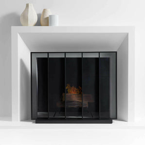 Black Vertical Fireplace Screen