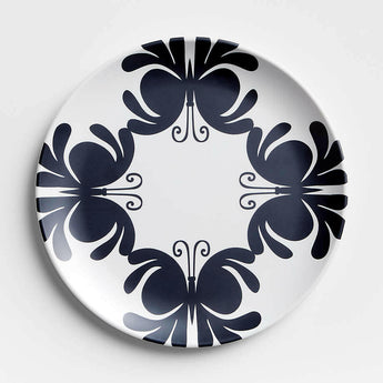 Butterfly Black-and-White Melamine Dinner Plate by Lucia Eames.