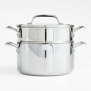 Crate & Barrel EvenCook Core ® 6 Qt. Stainless Steel Multipot with Glass Straining Lidt.