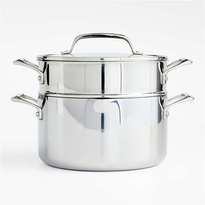 Crate & Barrel EvenCook Core ® 6 Qt. Stainless Steel Multipot with Glass Straining Lidt.