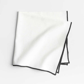 Merrow Stitch Crisp White Organic Cotton Napkin.