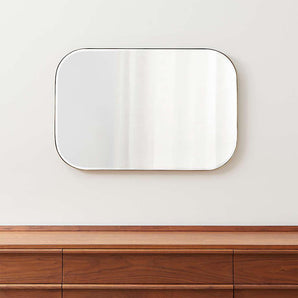 Edge Brass Rounded Rectangle Mirror.