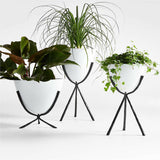 Emery Low Black and White Metal Indoor/Outdoor Planter.