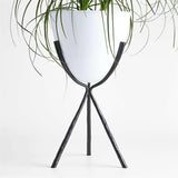 Emery Low Black and White Metal Indoor/Outdoor Planter.
