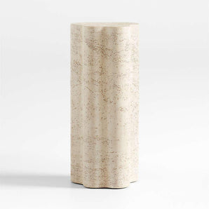 Fleur Tall Faux Travertine Resin Drink Table.