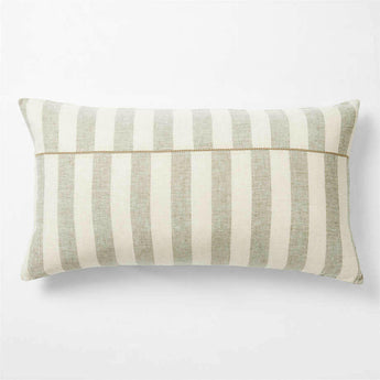 New Natural EUROPEAN FLAX™-Certified Linen Cabana Stripe Arcadia Tan/Burnt Green Bed Pillow Sham.