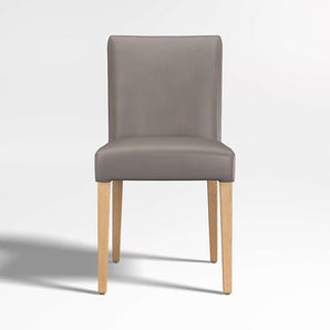 Lowe Bone Leather Dining Chair with Natural Wood Legs.