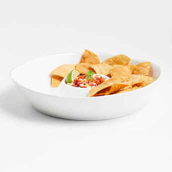Marin White Outdoor Melamine Chip and Dip Bowl.