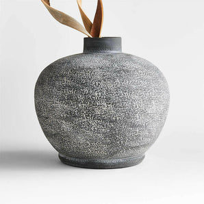 Ophelia Matte Black Round Vase 10".