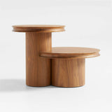 Oro Natural Walnut Wood Tiered Side Table.