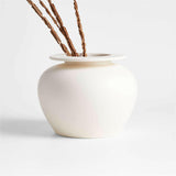 Plateia White Earthenware Vase.