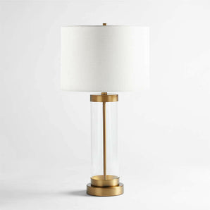 Promenade Small Brass Table Lamp with USB Port.