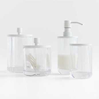 Ribbed White Glass Canister.