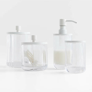 Ribbed White Glass Canister