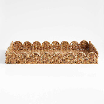 Scallop Natural Woven Fiber Tray.