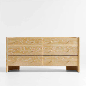 Soleri Cerused Natural Oak Wood 6-Drawer Dresser
