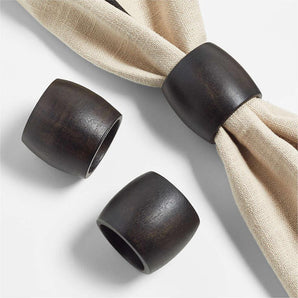 Tondo Ebonized Wood Napkin Ring.