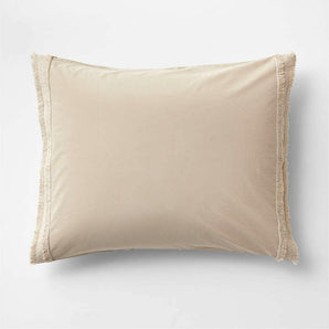 Organic Cotton Sand Beige Eyelash Fringe Pillow Sham.