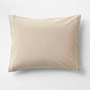 Organic Cotton Sand Beige Eyelash Fringe Pillow Sham