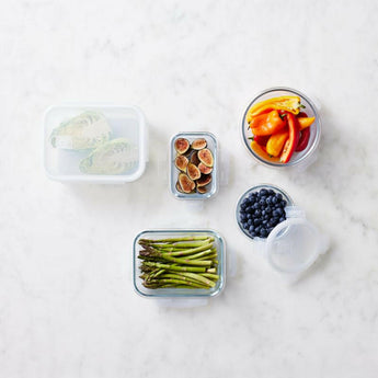 Crate & Barrel  10- Piece Glass Storage Set.