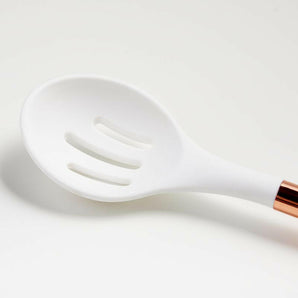 Ada White & Copper Slotted Spoon