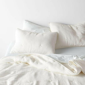 Aire Crinkle Cotton Linen Blend Cream Full/Queen Comforter