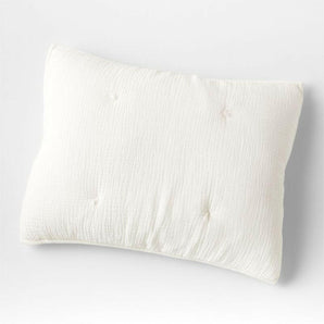 Aire Crinkle Cotton Linen Blend Cream Standard Bed Pillow Sham