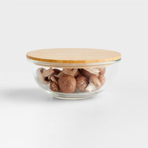 Small Glass Mixing Bowl with Bamboo Lid.