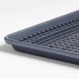 Crate & Barrel Slate Blue Baking Sheet and Cooling Rack Set.