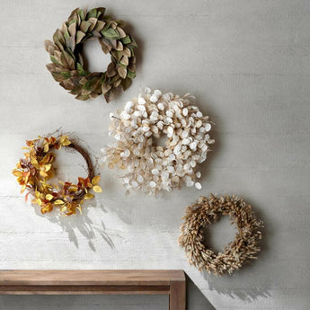 Faux Cream Lunaria Wreath.