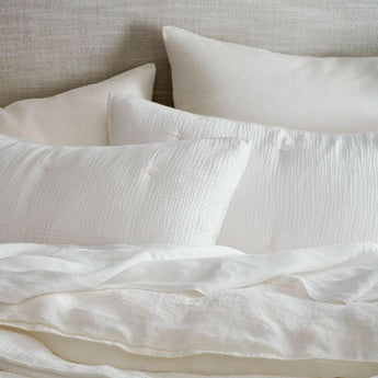 Aire Crinkle Cotton Linen Blend Cream Euro Bed Pillow Sham.